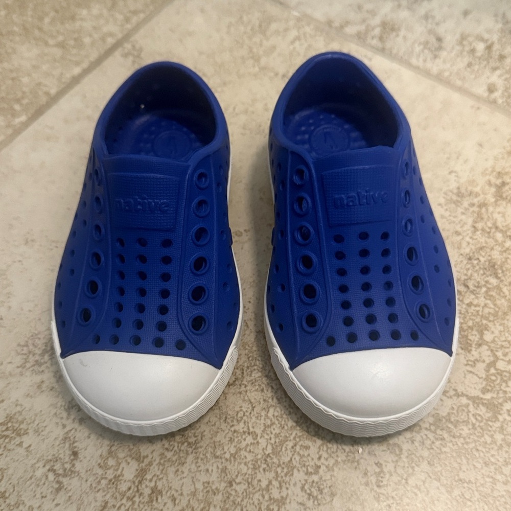 Native Royal Blue Slip-On Shoes with White Toes